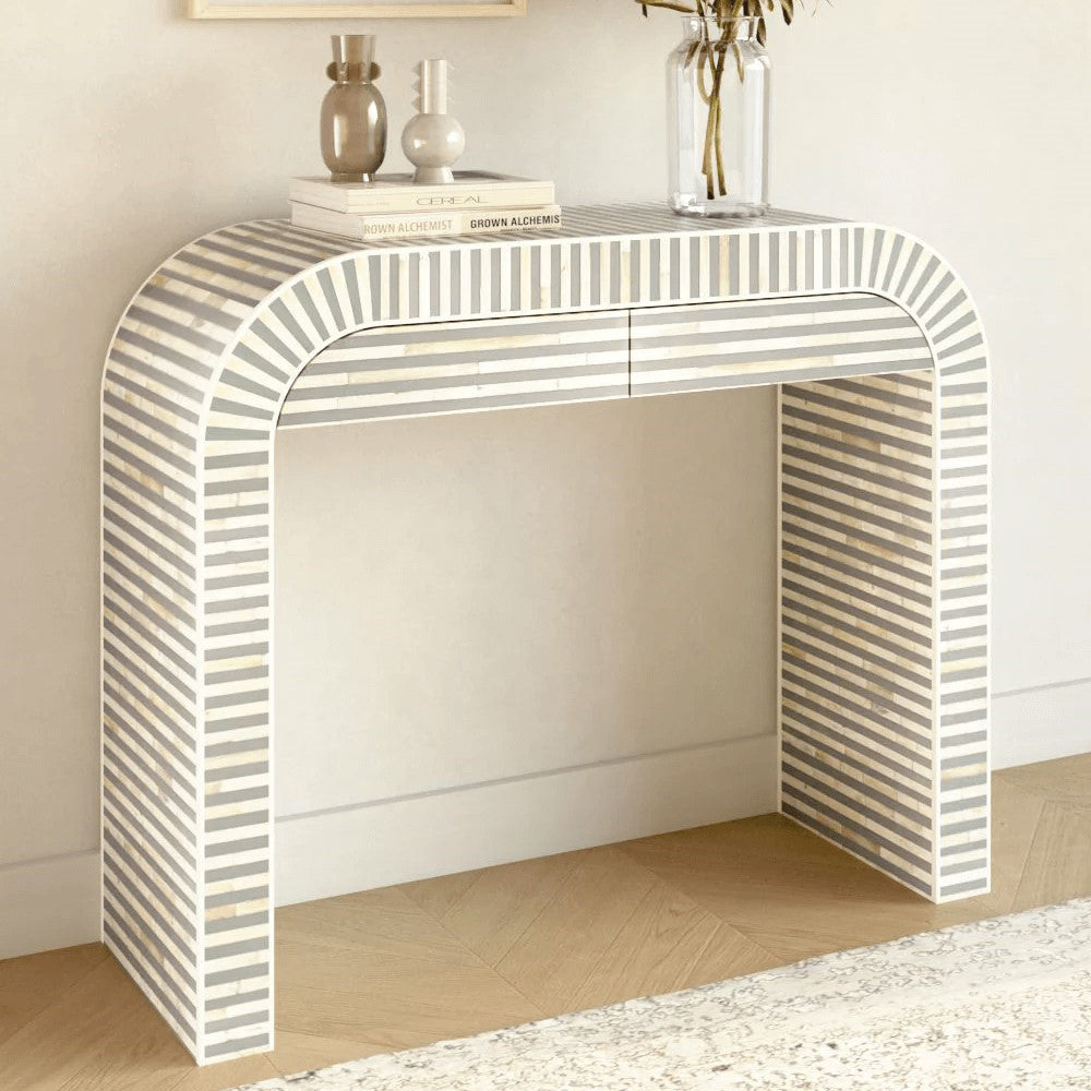 Artisanal Chevron Dark Grey Console Table