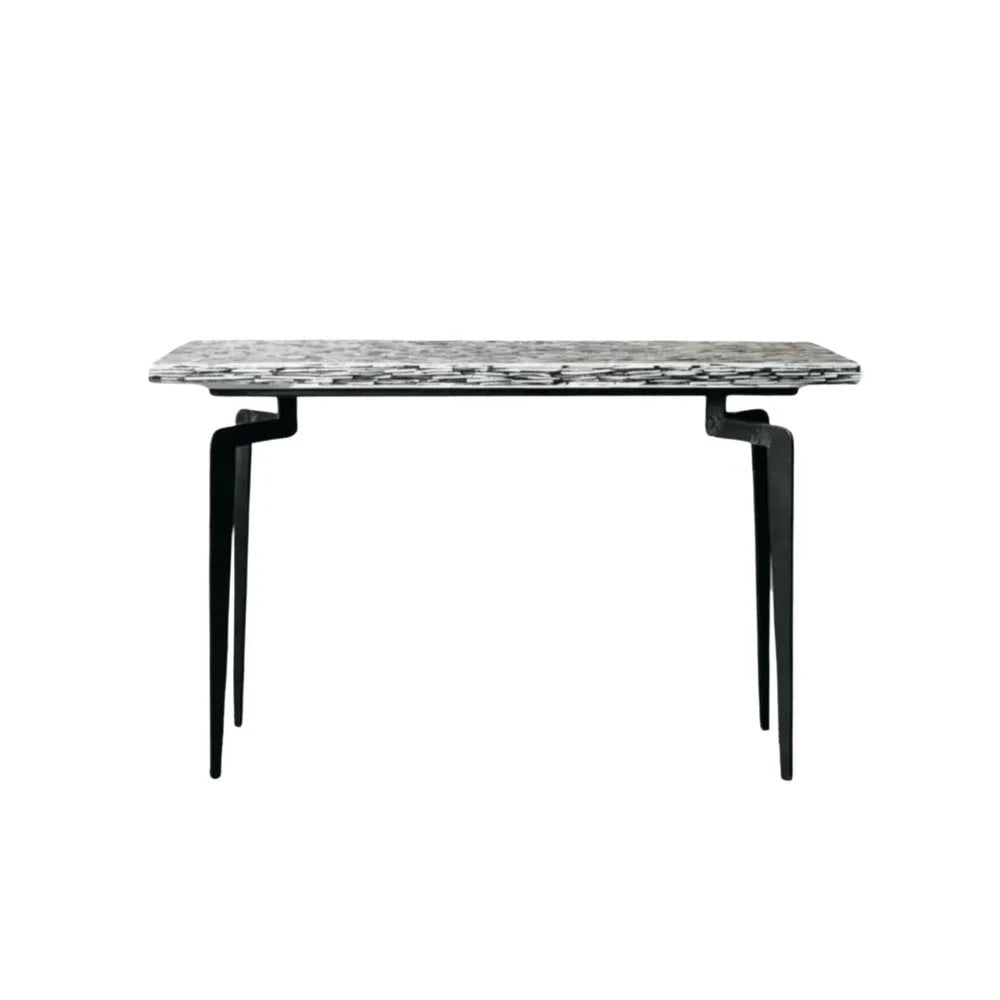 Geometric Inlay Accent Black & White Console Table