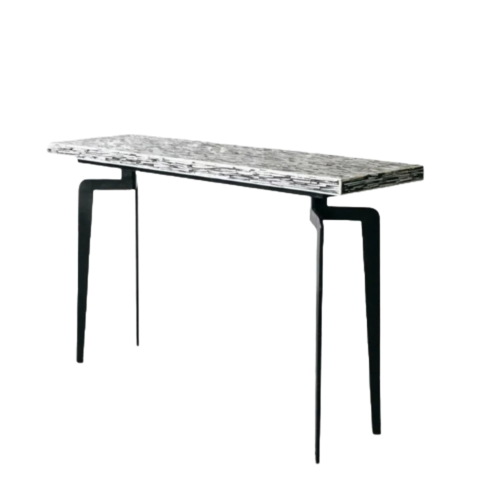 Geometric Inlay Accent Black & White Console Table