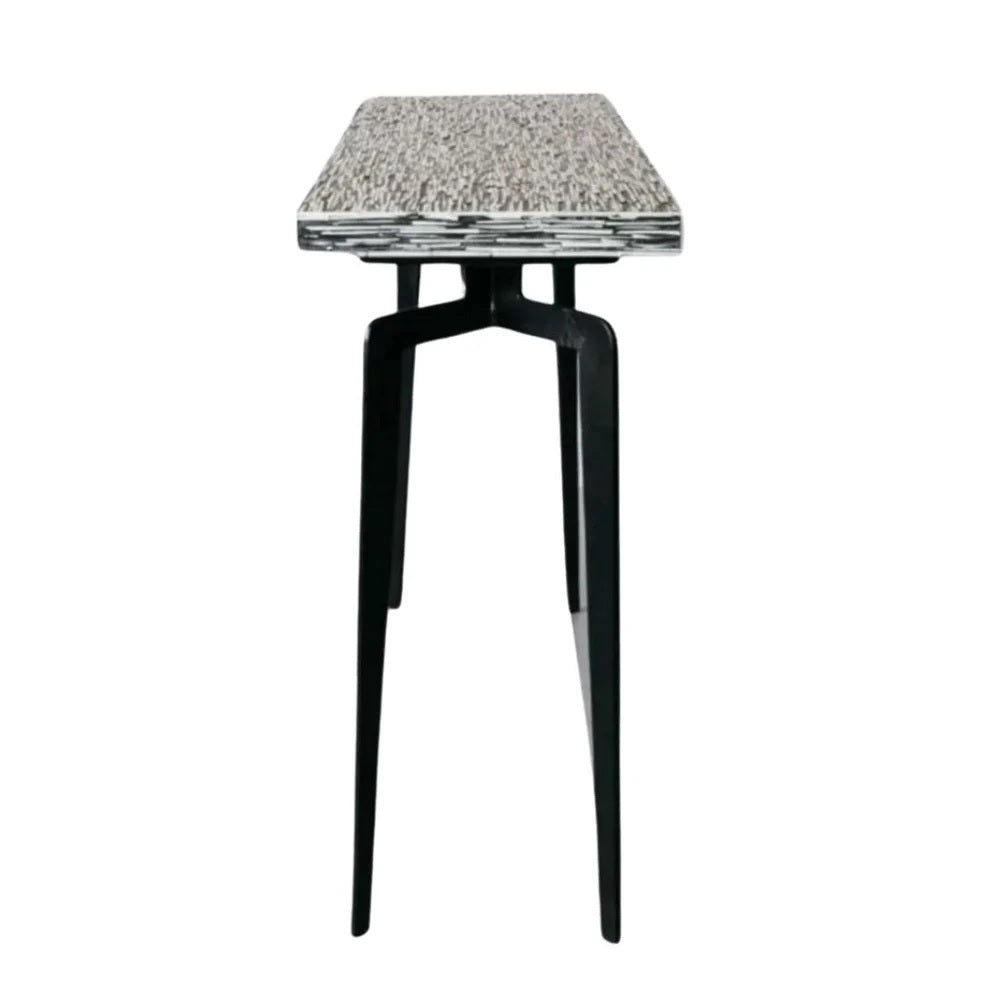 Geometric Inlay Accent Black & White Console Table