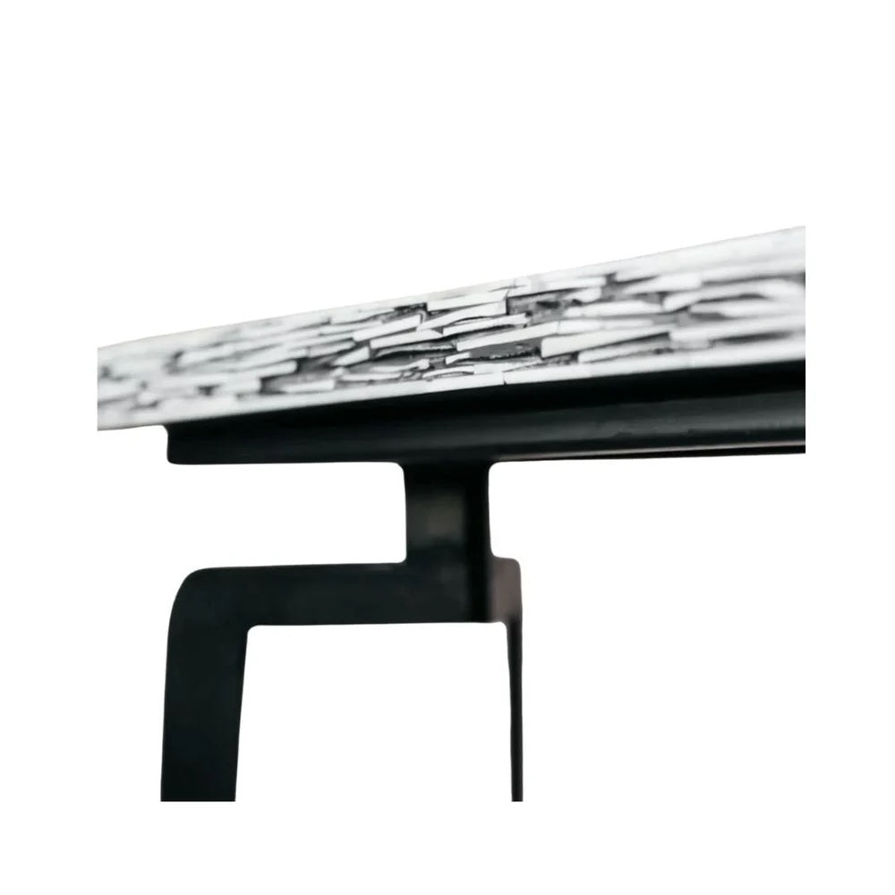Geometric Inlay Accent Black & White Console Table