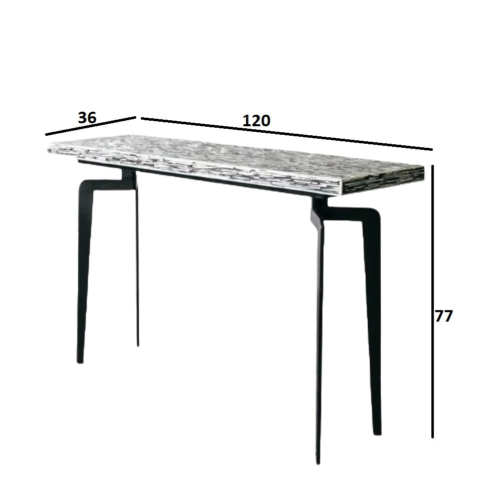 Geometric Inlay Accent Black & White Console Table