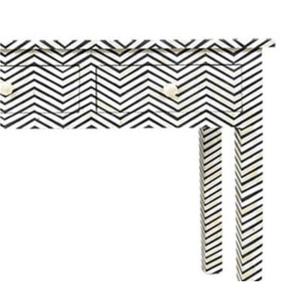 Pearl-Accent Bone Black Console Table