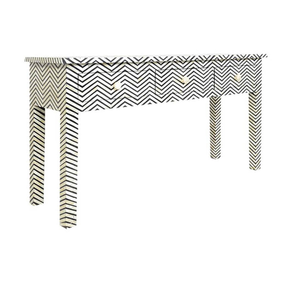 Pearl-Accent Bone Black Console Table