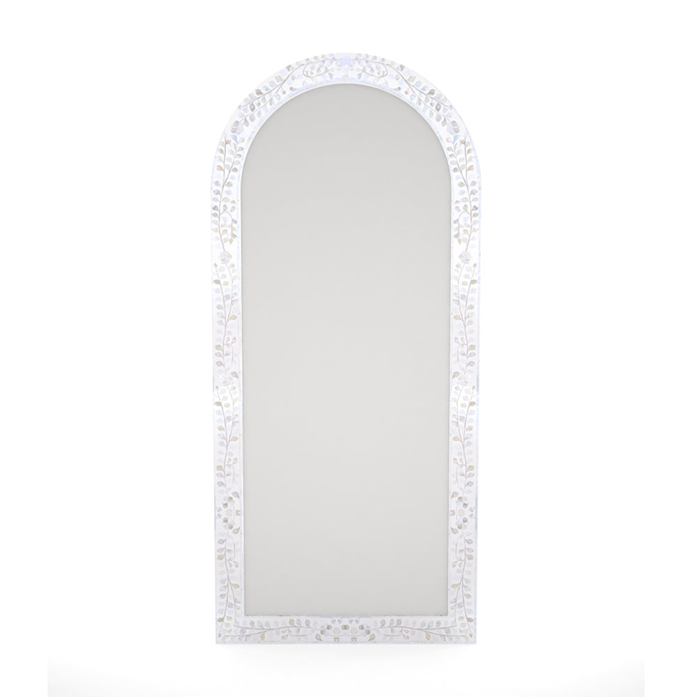 Midnight Bloom Inlay White Mirror