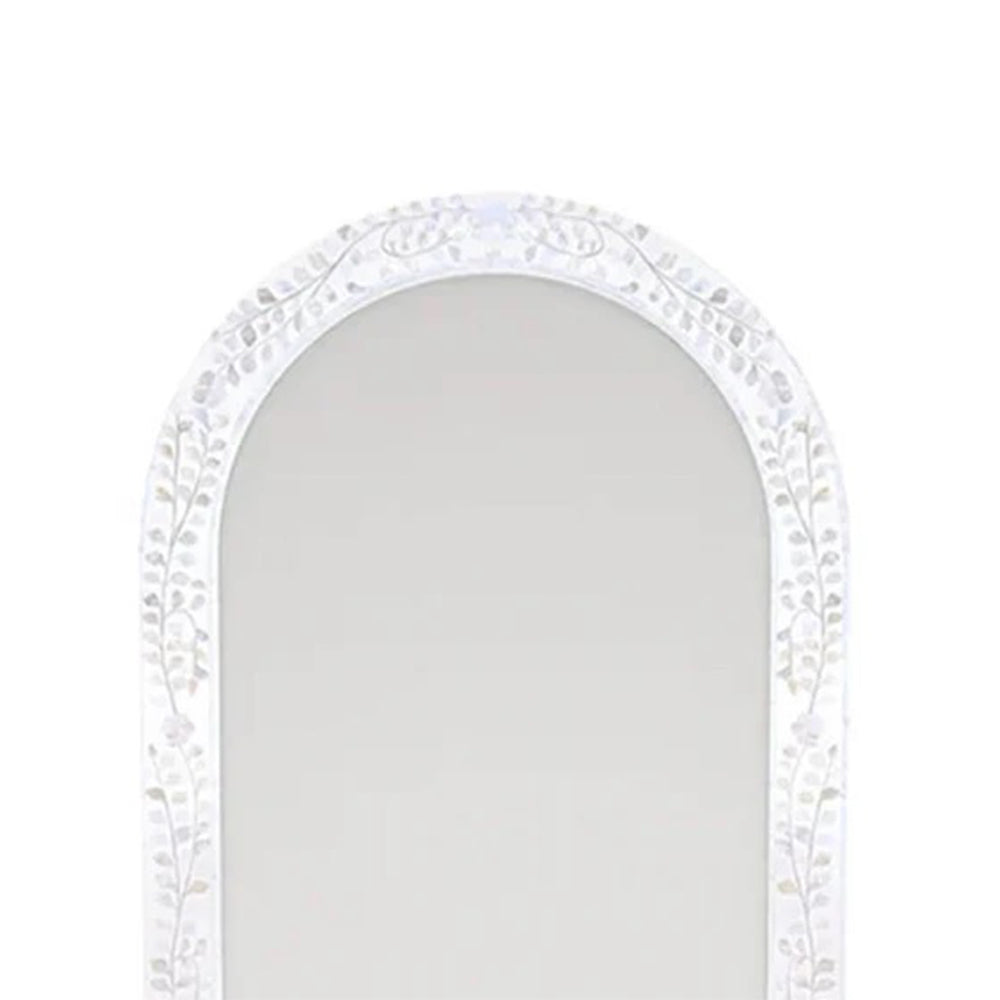 Midnight Bloom Inlay White Mirror