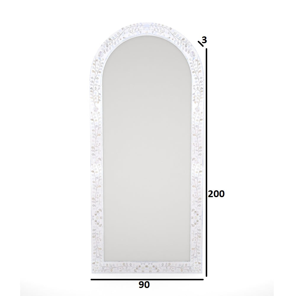 Midnight Bloom Inlay White Mirror