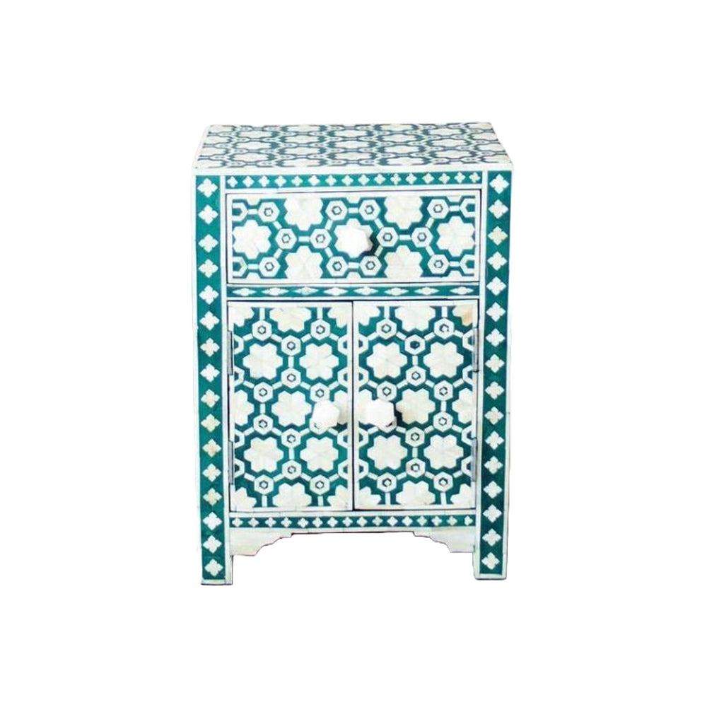 Moonlit Petal Green Bedside Table