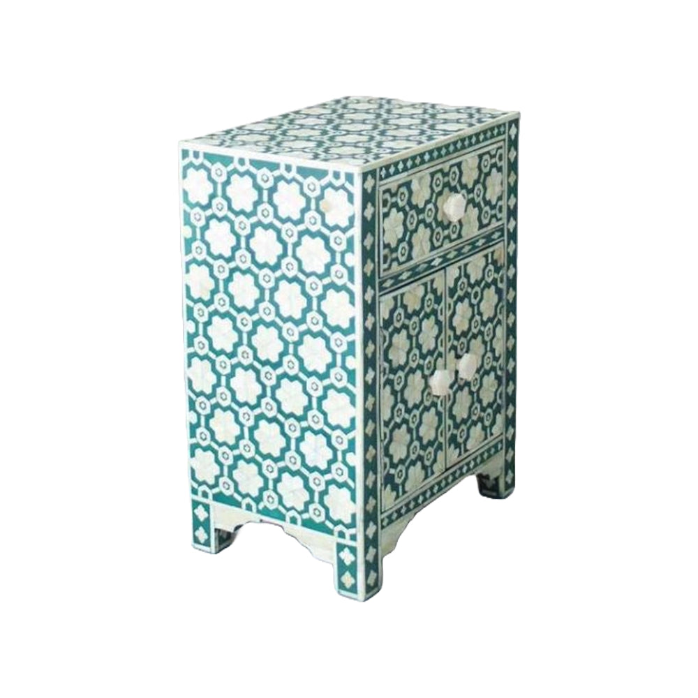 Moonlit Petal Green Bedside Table