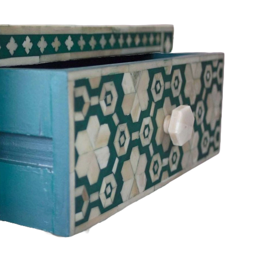 Moonlit Petal Green Bedside Table
