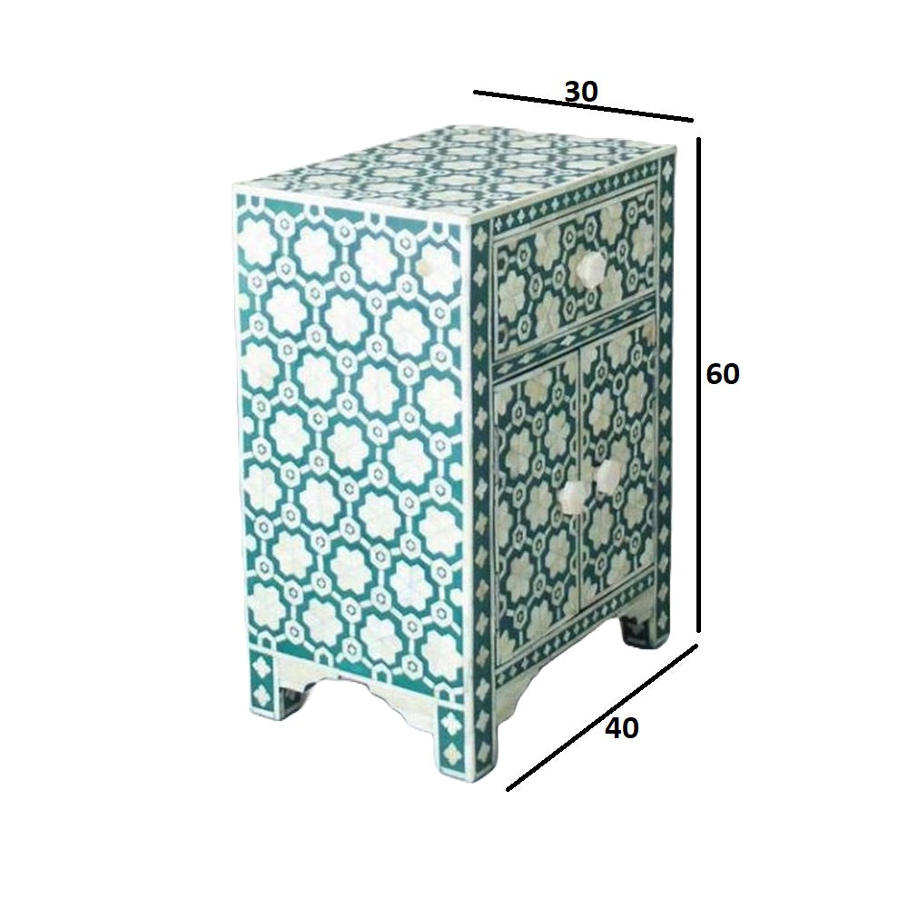 Moonlit Petal Green Bedside Table