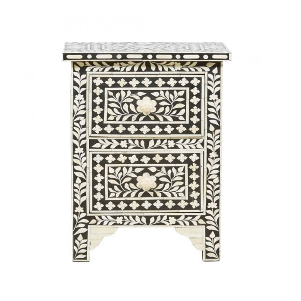 Starry Elegance Bone Inlay Bedside Table
