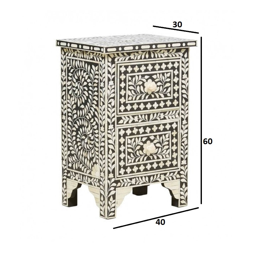 Starry Elegance Bone Inlay Bedside Table