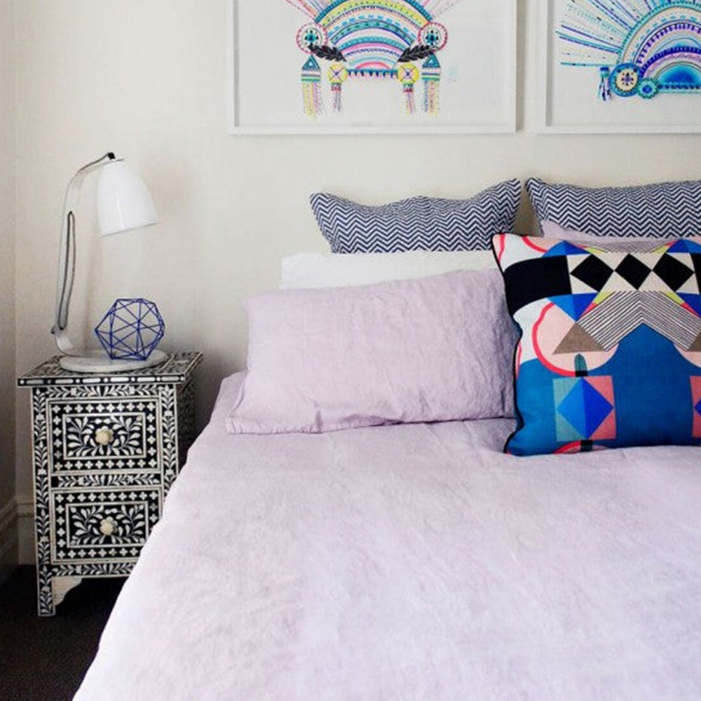 Starry Elegance Bone Inlay Bedside Table