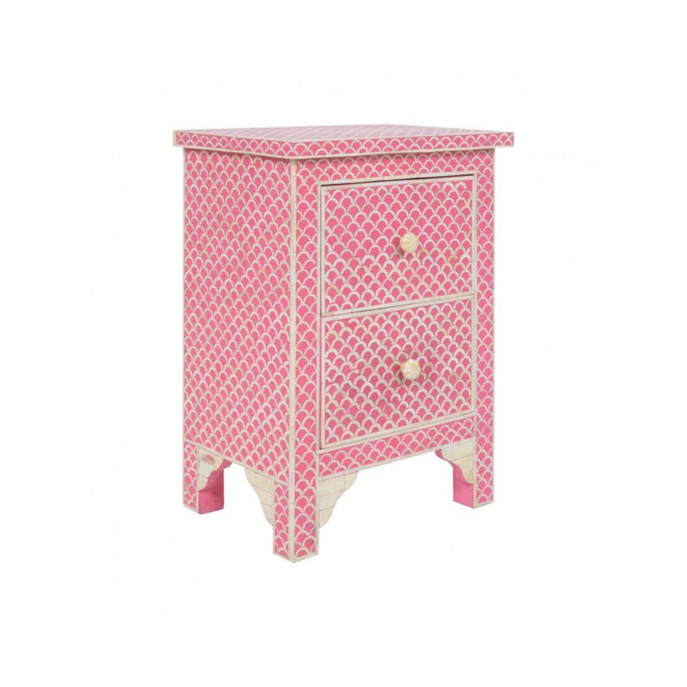 Starry Elegance Bone Inlay Bedside Table