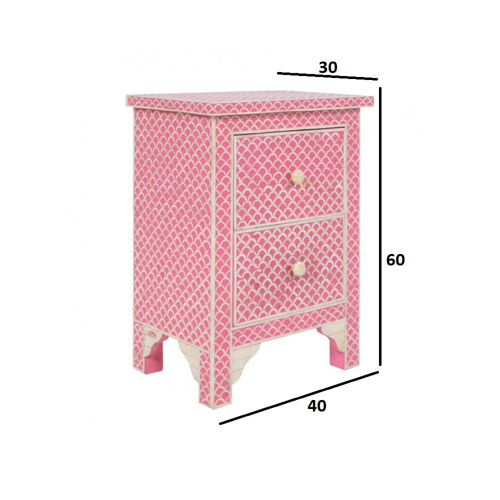 Starry Elegance Bone Inlay Bedside Table