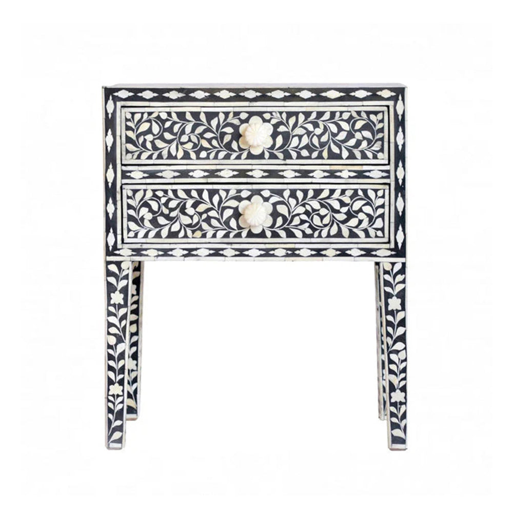 Starry Elegance Bone Inlay Bedside Table