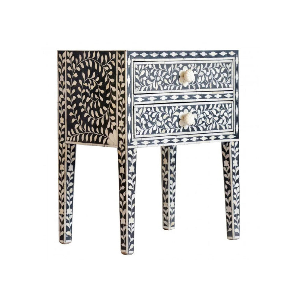 Starry Elegance Bone Inlay Bedside Table