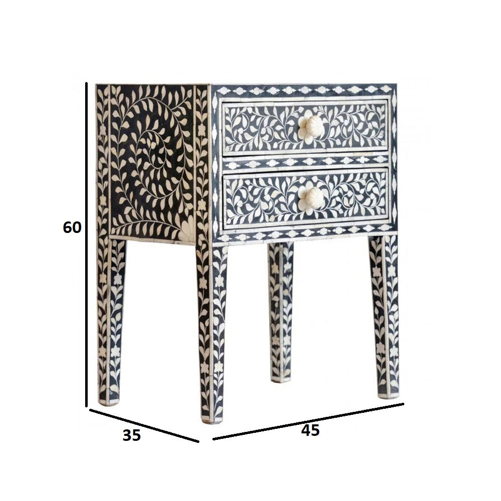 Starry Elegance Bone Inlay Bedside Table