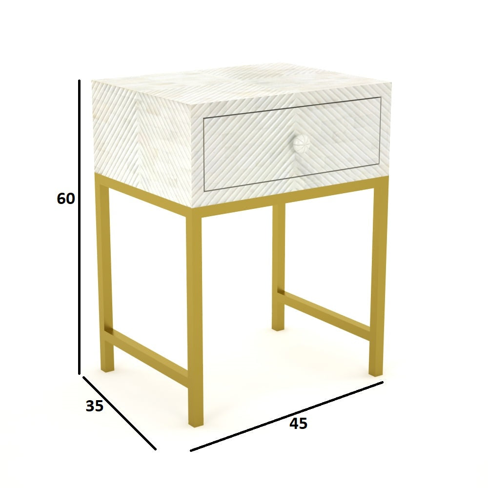 Classic Ivory Bone White Bedside Table