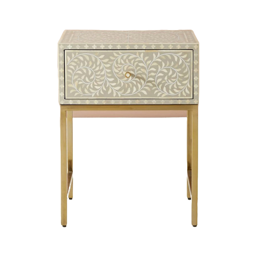 Classic Ivory Bone Grey Bedside Table