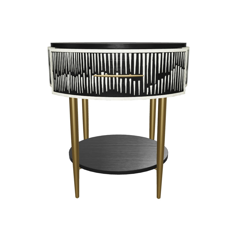 Celestial Mosaic Black Bedside Table