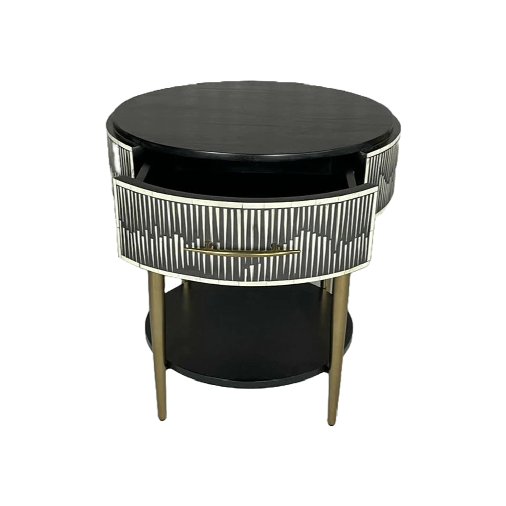 Celestial Mosaic Black Bedside Table