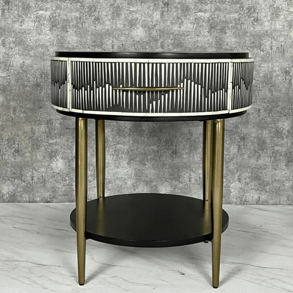 Celestial Mosaic Black Bedside Table