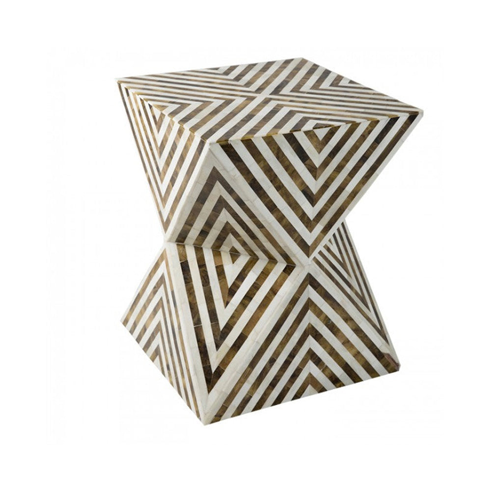 Ethereal Charm Brown & White End Table