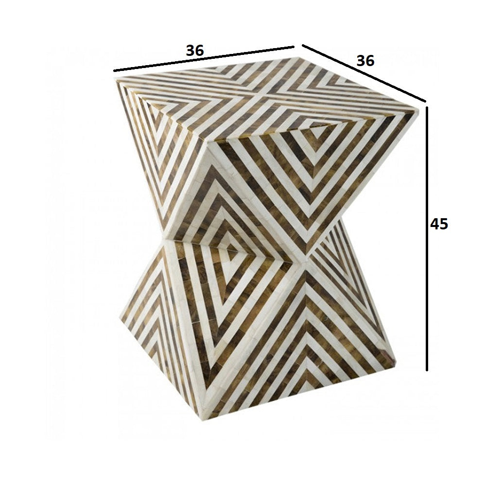 Ethereal Charm Brown & White End Table