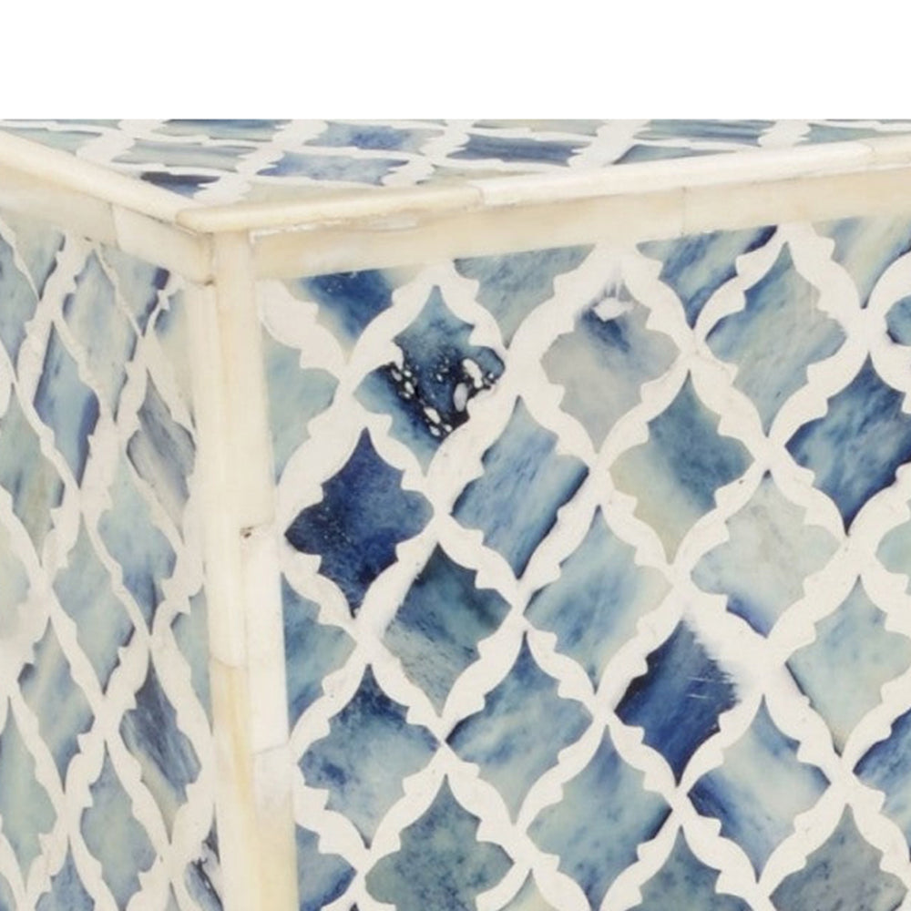 Ethereal Charm Blue & White End Table