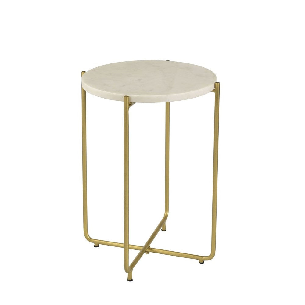 Regal Petal Inlay White End Table