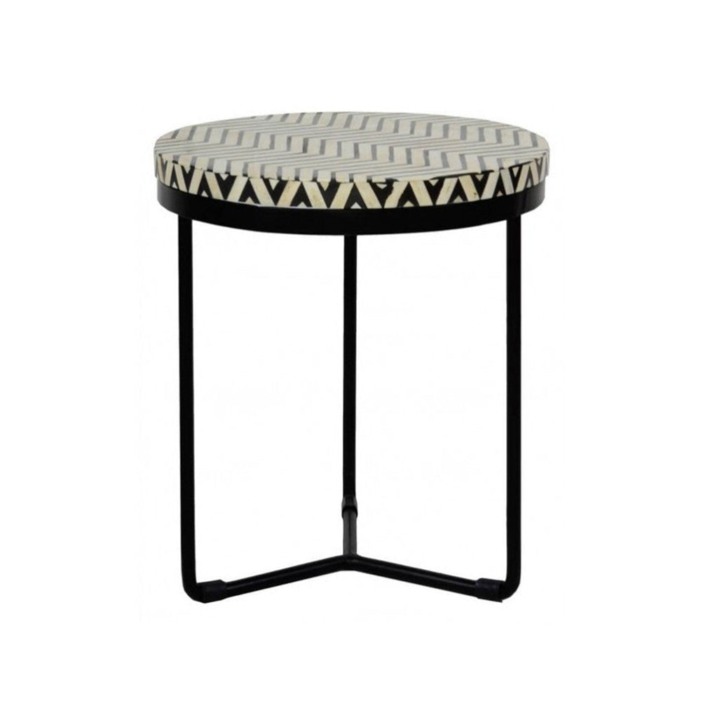 Regal Petal Inlay Black End Table