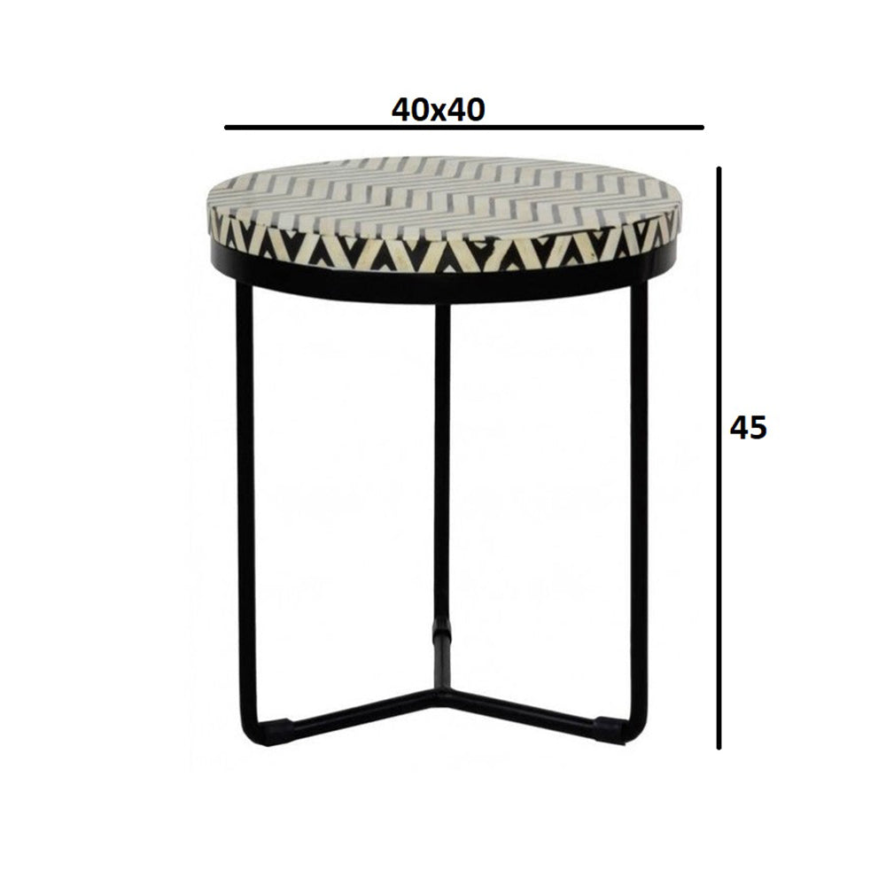 Regal Petal Inlay Black End Table