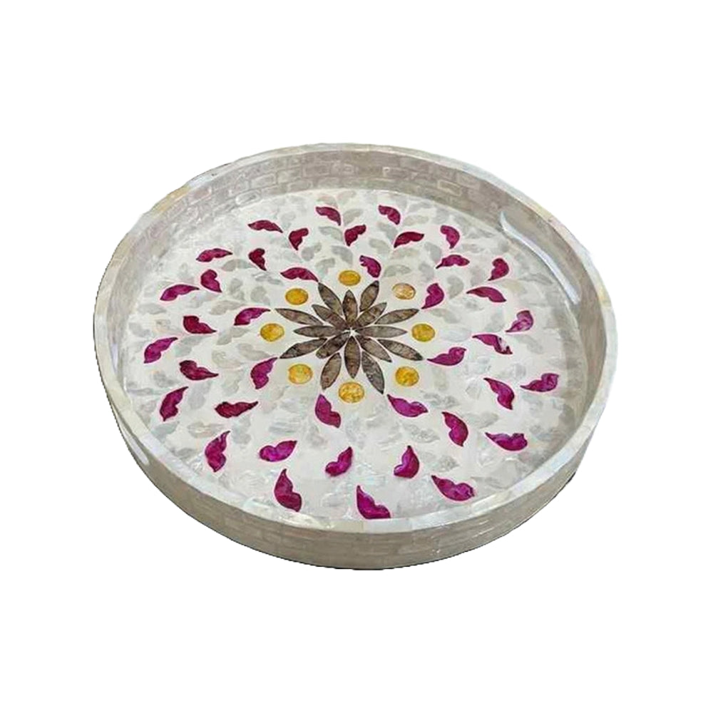 Stylish Decor White & Pink Tray