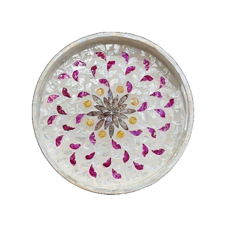 Stylish Decor White & Pink Tray