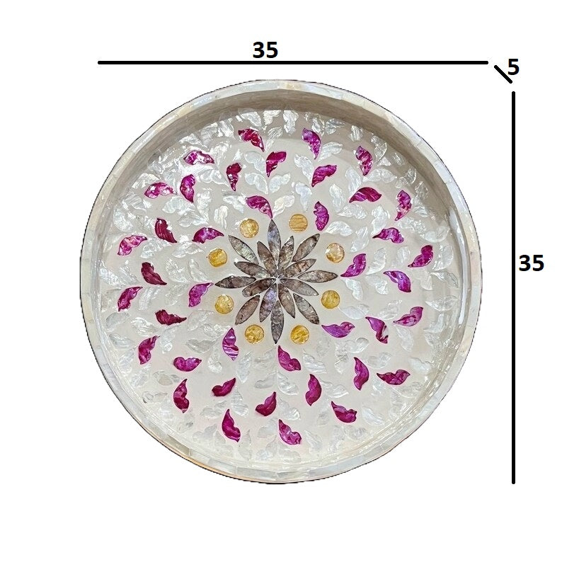 Stylish Decor White & Pink Tray