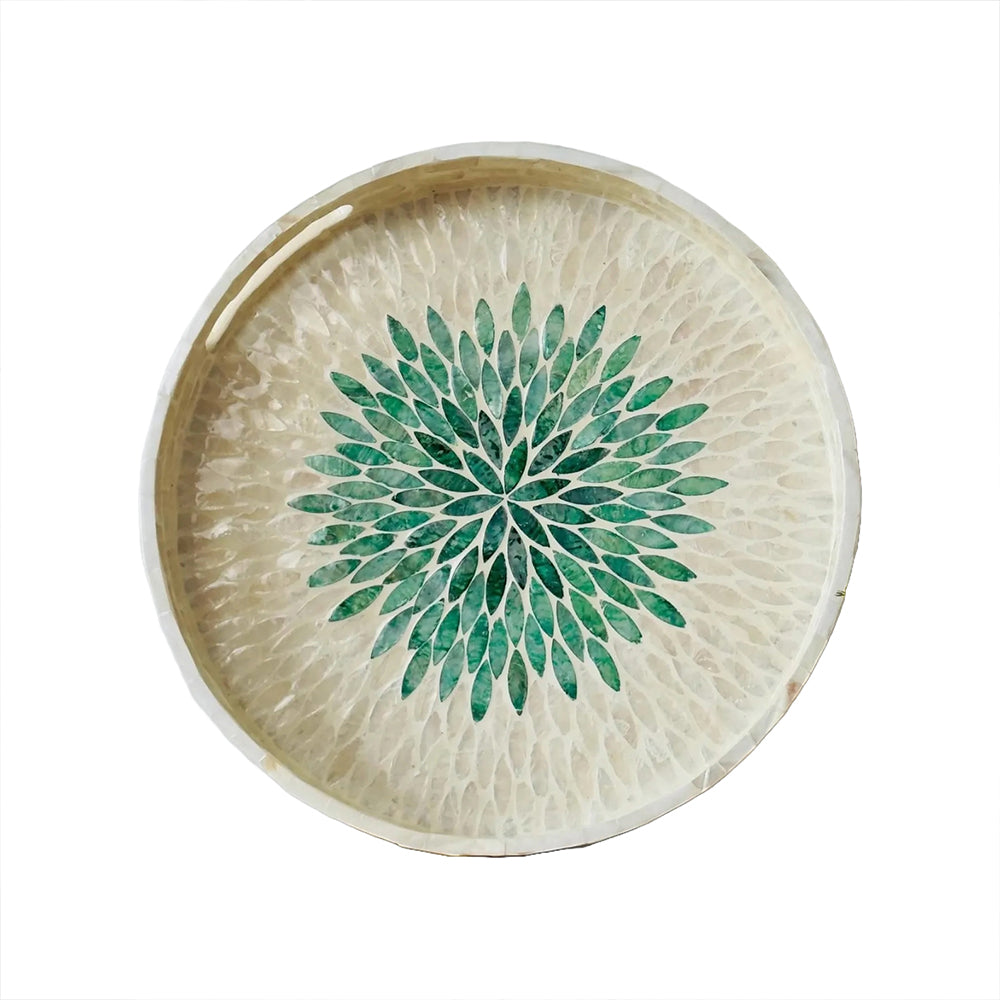 Stylish Decor White & Green Tray