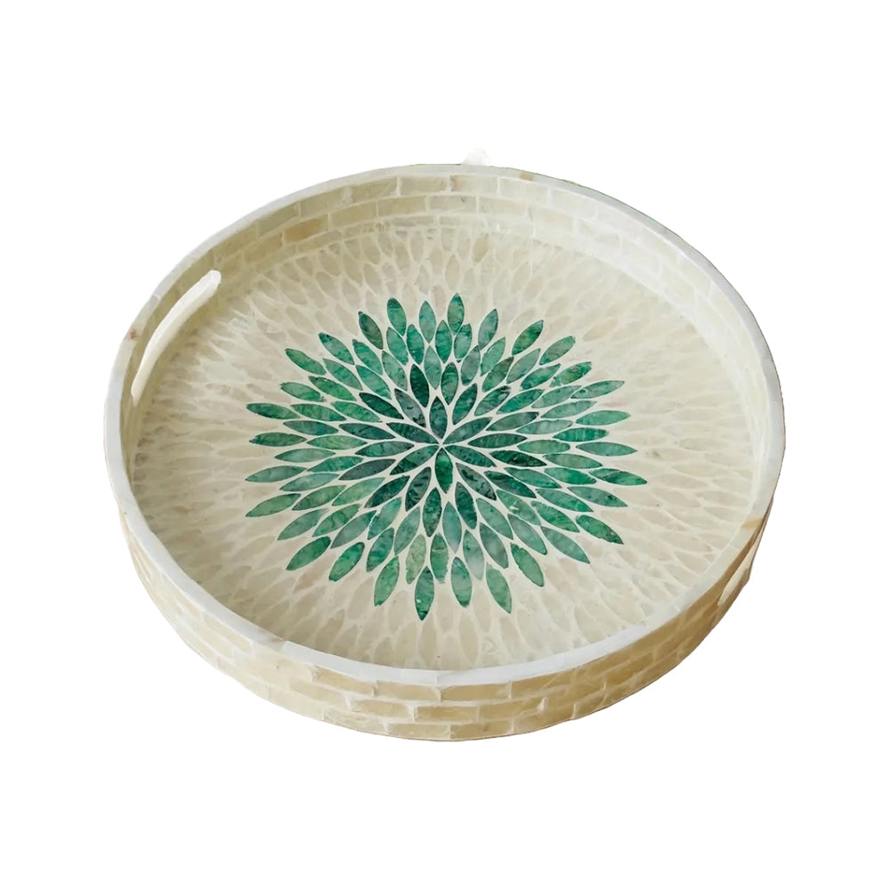 Stylish Decor White & Green Tray