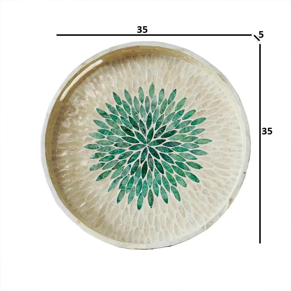 Stylish Decor White & Green Tray