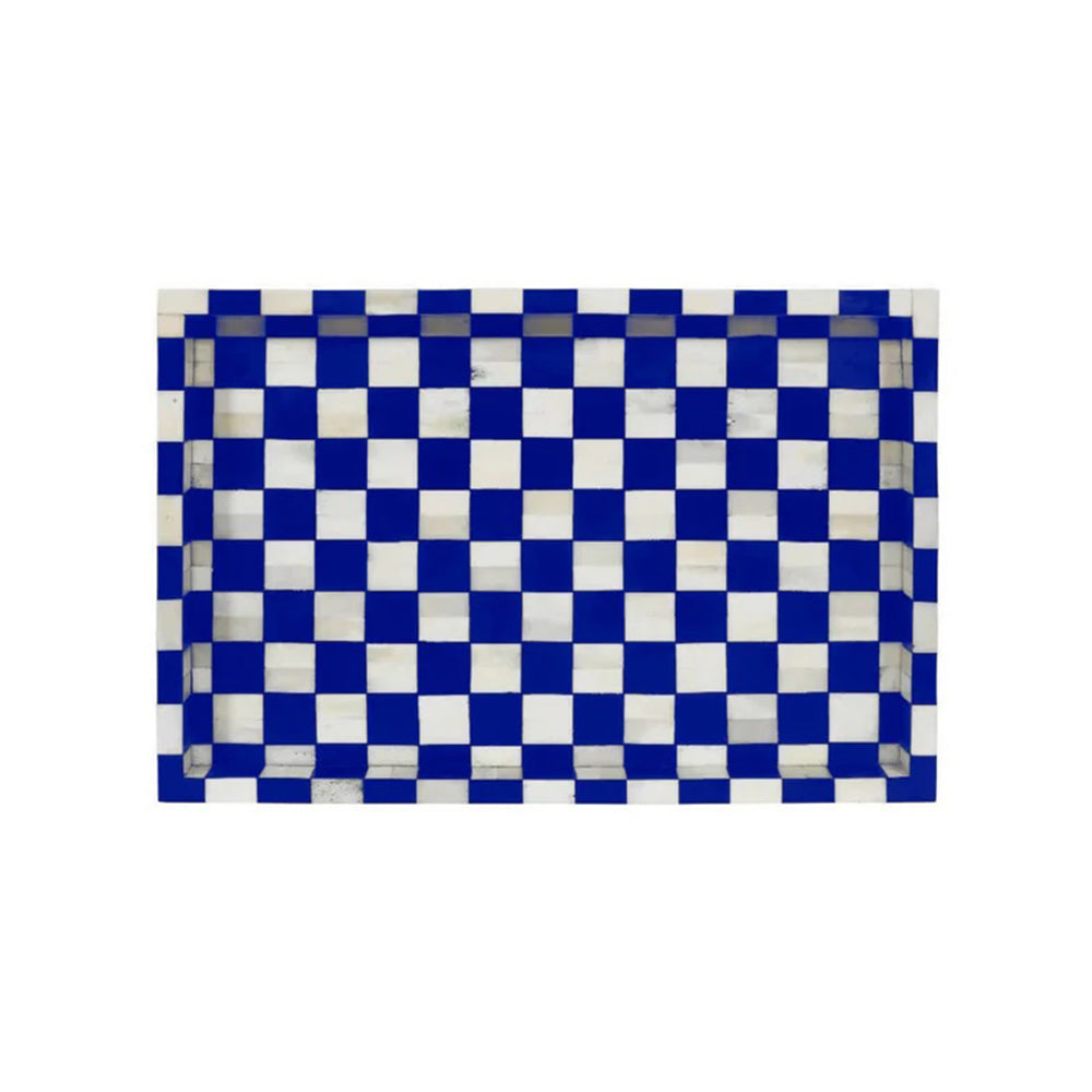 Chess Décor Blue & White Tray
