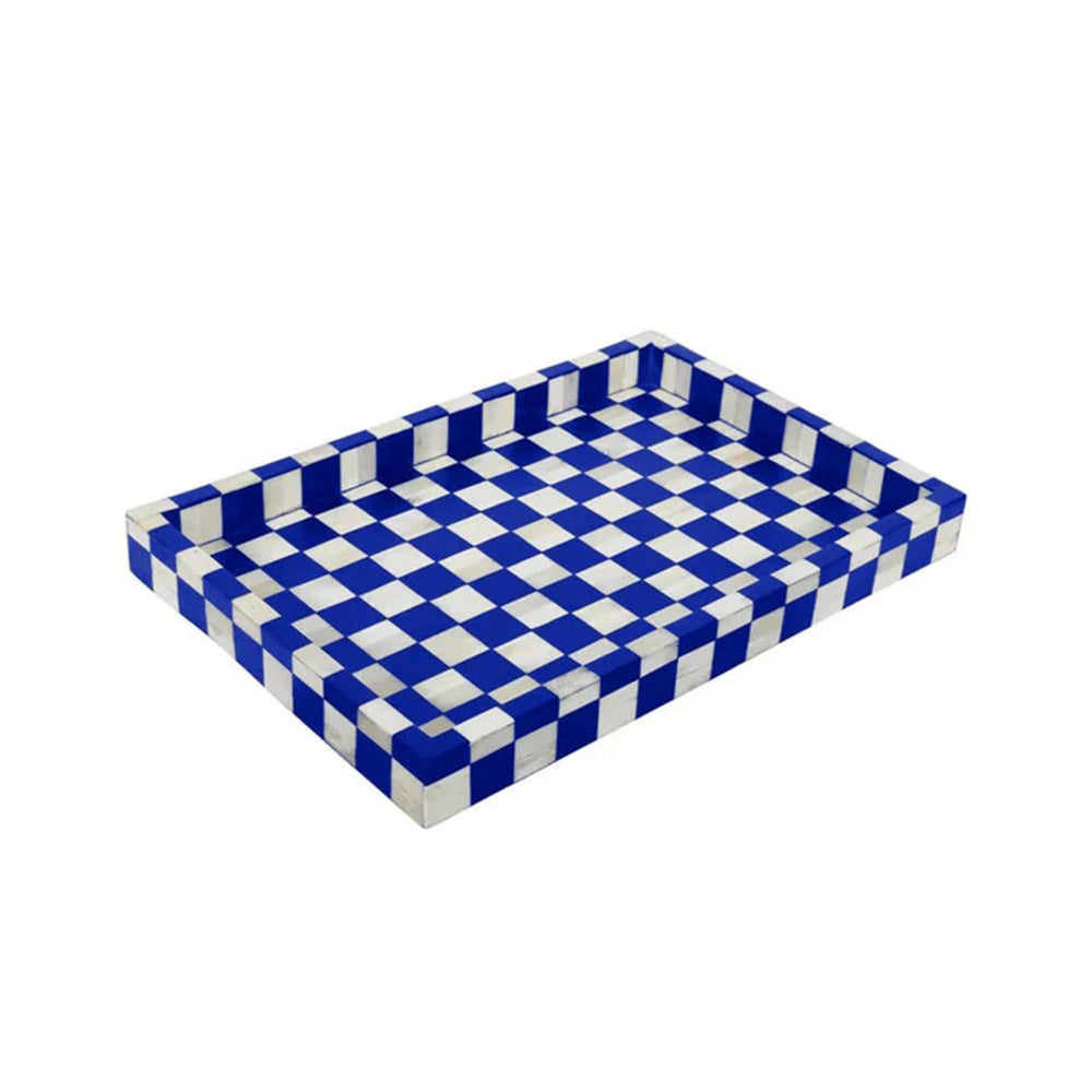 Chess Décor Blue & White Tray