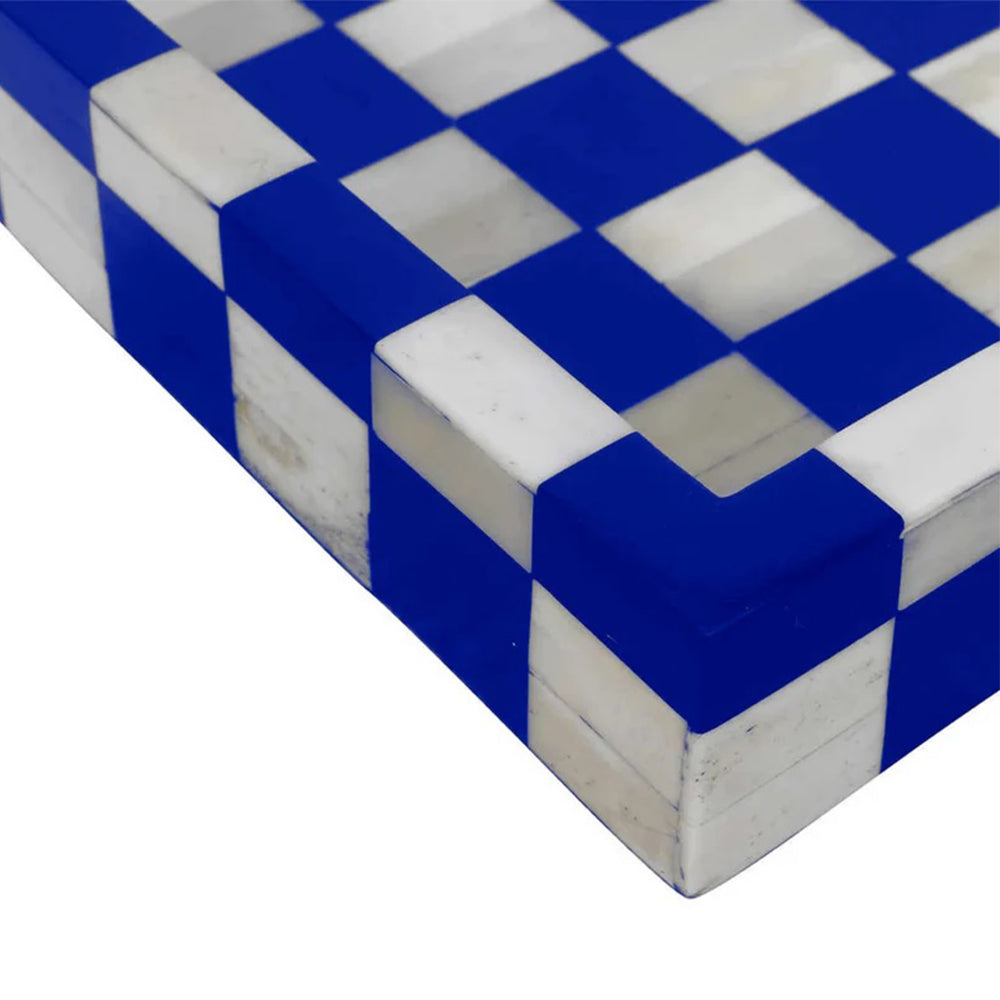 Chess Décor Blue & White Tray