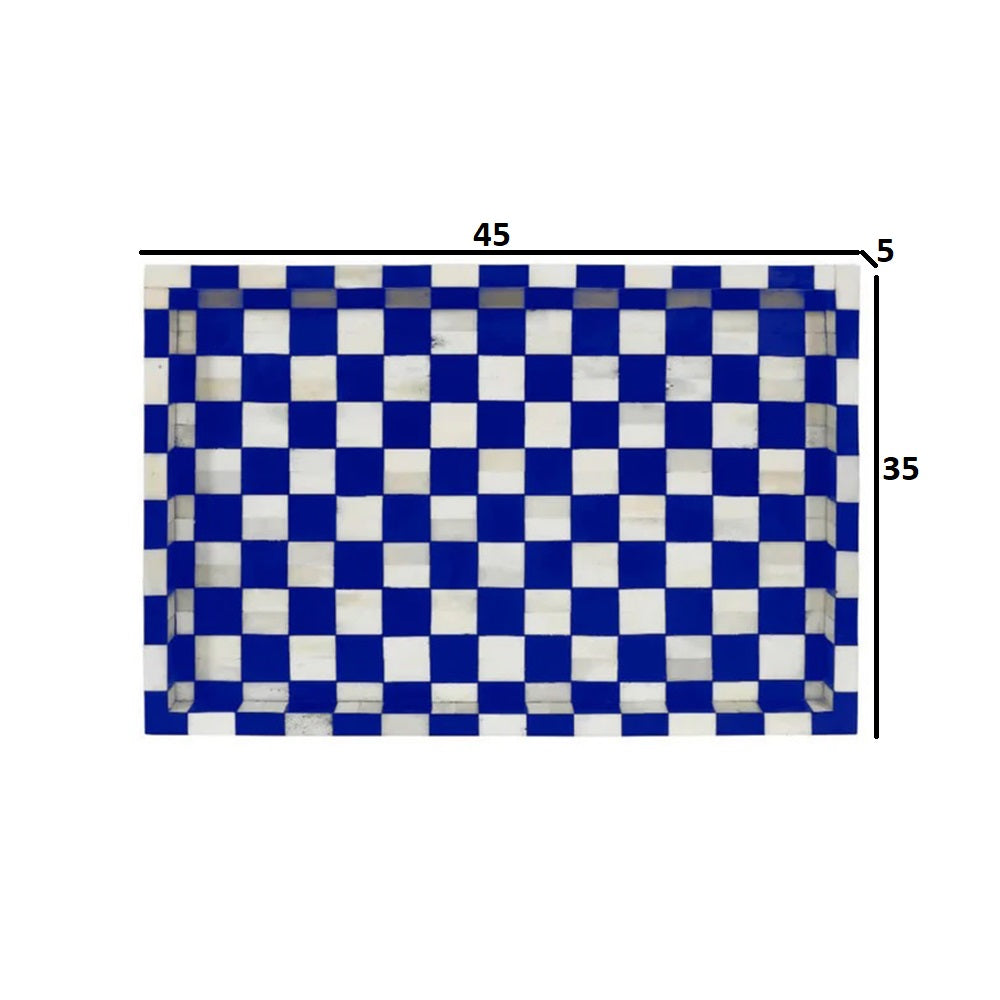Chess Décor Blue & White Tray
