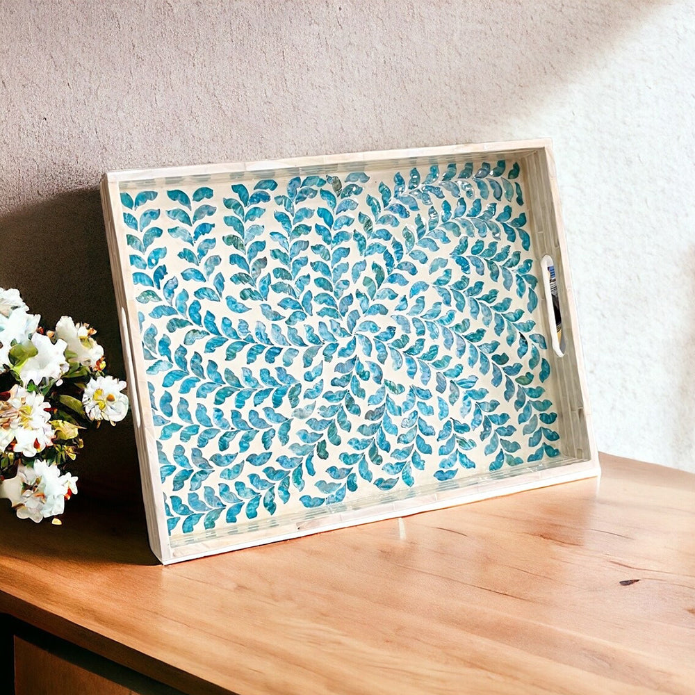 Indian Hub Design Green & White Tray