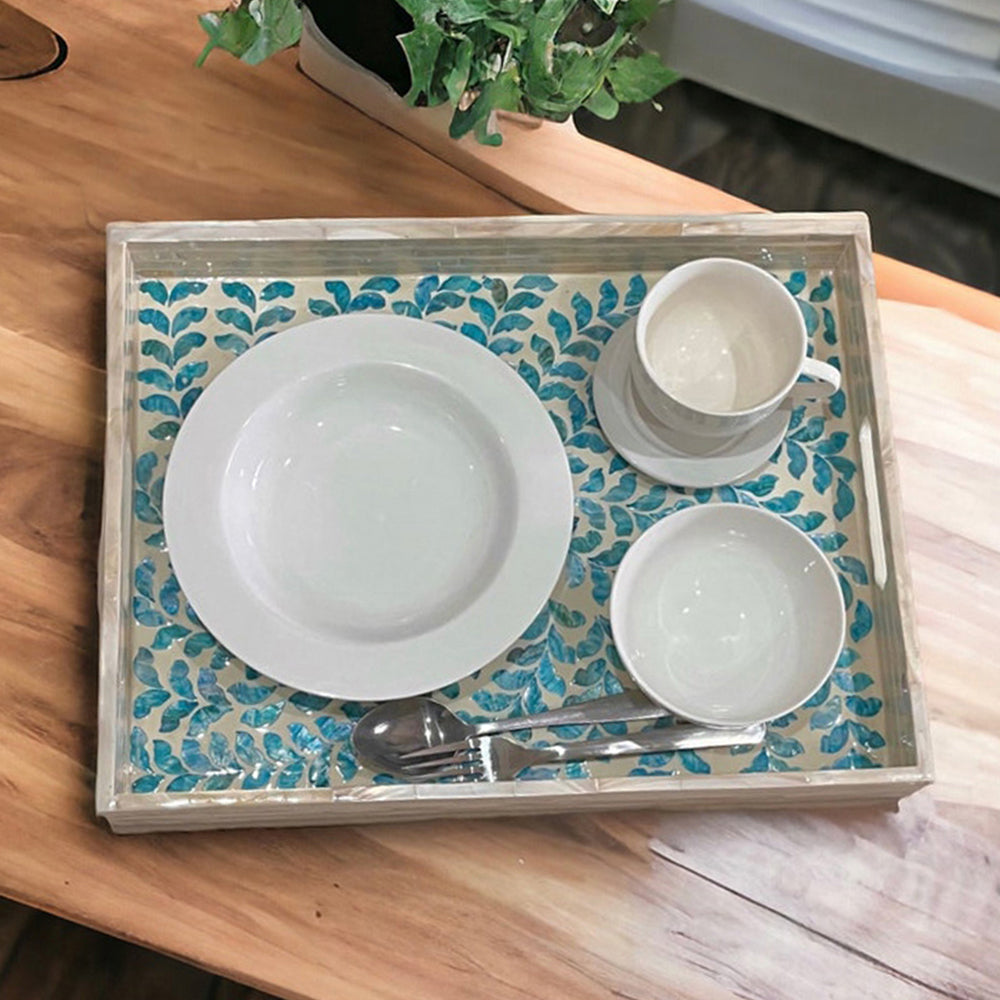 Indian Hub Design Green & White Tray