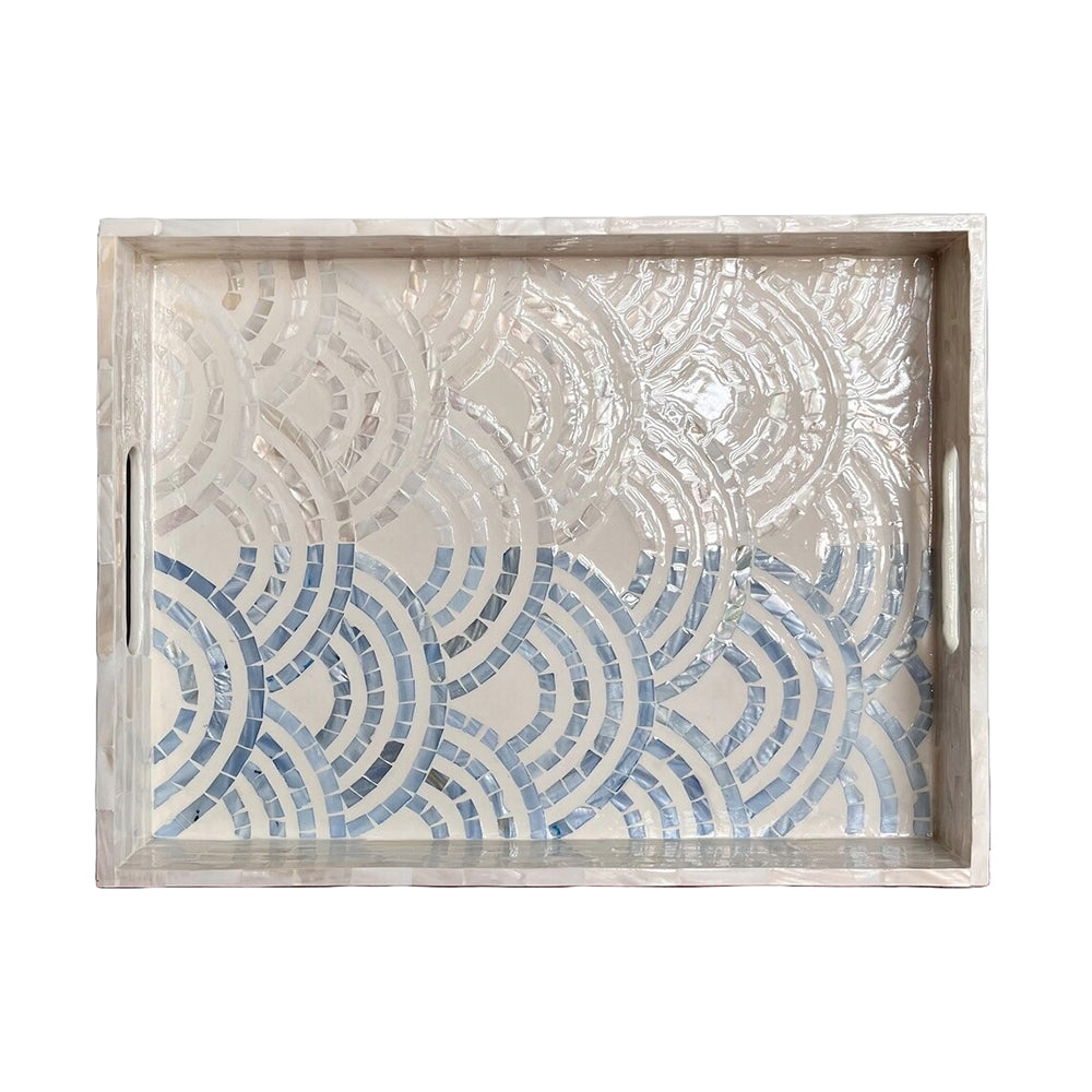 Indian Hub Design Light Blue & White Tray