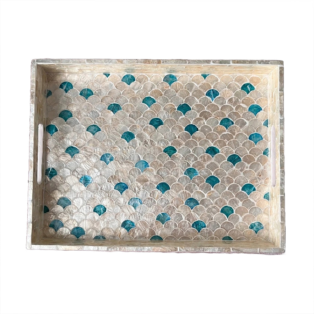 Indian Hub Design Dark Blue & White Tray