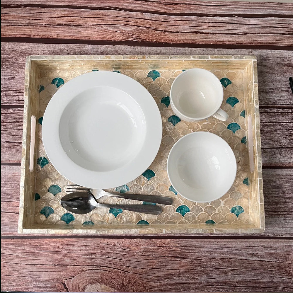Indian Hub Design Dark Blue & White Tray