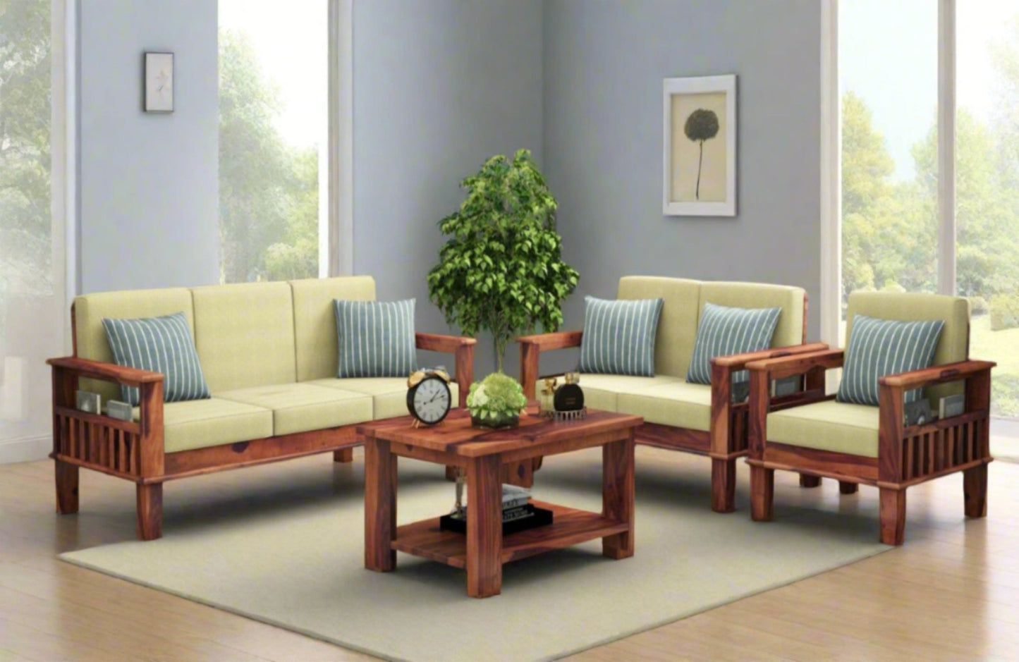 Woodvera Sofa Set in 3+1+1 Seating